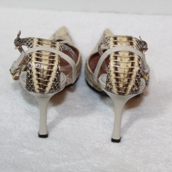 Carlos Santana leather snakeskin pointed toe heels - Picture 8 of 12